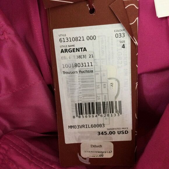 Max Mara Studio Womens Argenta Cotton Trouser Pants Fuchsia Pink Size 4 NWT - Picture 9 of 13